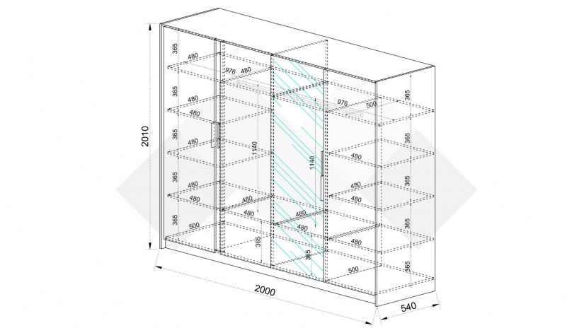 Гардероб Кашмир четирикрилни кашмир - изглед 4 - МебелМаг Гардероб Кашмир четирикрилни кашмир - изглед 4