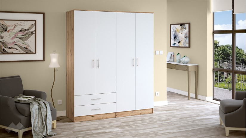 Гардероб Леонард четирикрилни артизан с бяло - изглед 1