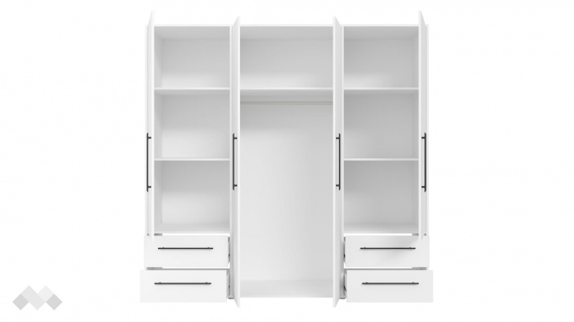 Гардероб Мокарис четирикрилни бял - изглед 5 - МебелМаг Гардероб Мокарис четирикрилни бял - изглед 5