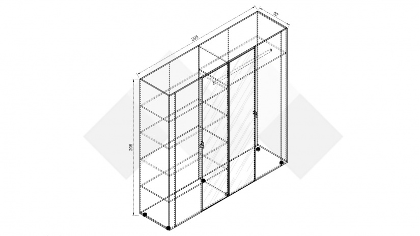 Гардероб Париж четирикрилни светла сонома с бяло гладко - изглед 3