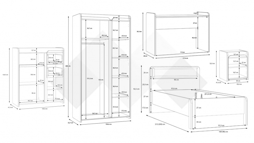 Детски спален комплект Холис Х1 дъб маувела с олив - изглед 2 - МебелМаг Детски спален комплект Холис Х1 дъб маувела с олив - изглед 2