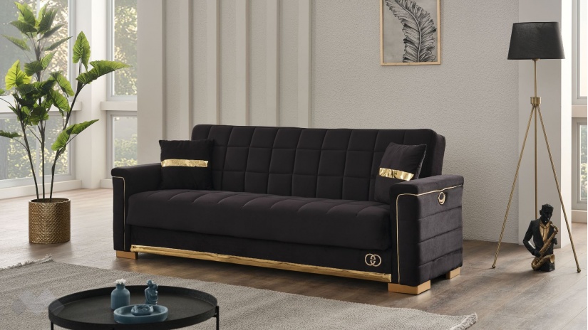 Диван Агра триместни черен - изглед 1