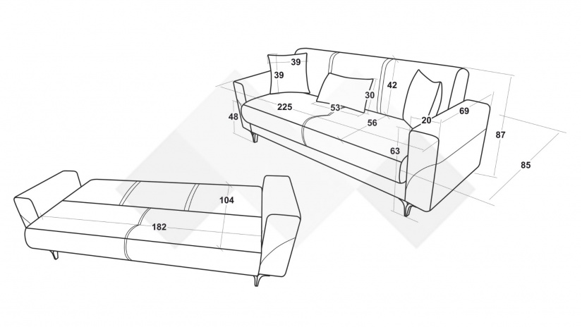 Диван Атон триместни сив - изглед 5