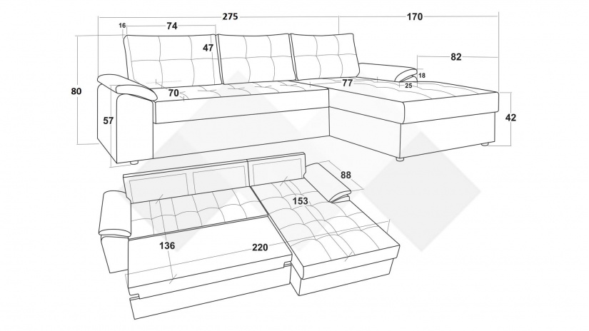 Ъглов диван Азалия с посока деним - изглед 4 - МебелМаг Ъглов диван Азалия с посока деним - изглед 4