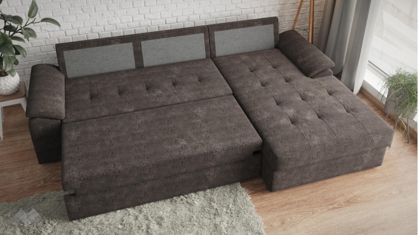 Ъглов диван Азалия с посока кафяв - изглед 3 - МебелМаг Ъглов диван Азалия с посока кафяв - изглед 3