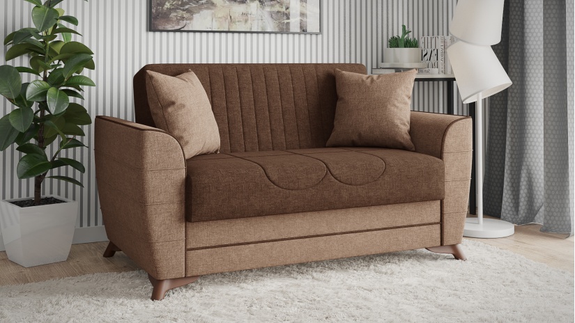 Диван Ялта двуместни кафяв с бежово - изглед 1