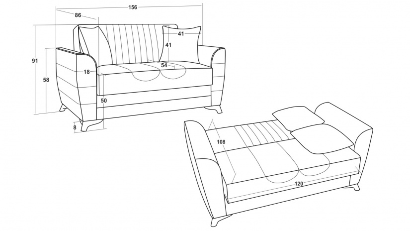 Диван Ялта двуместни кафяв с бежово - изглед 5