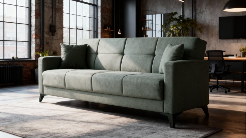 Диван Мира триместни зелен - изглед 1