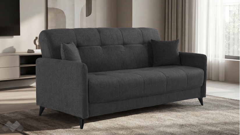 Диван Басел Покет триместни графит - изглед 1 - МебелМаг Диван Басел Покет триместни графит - изглед 1