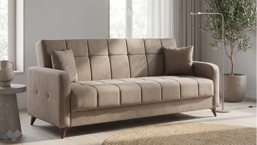 Диван Ламина триместни кафяв - изглед 1