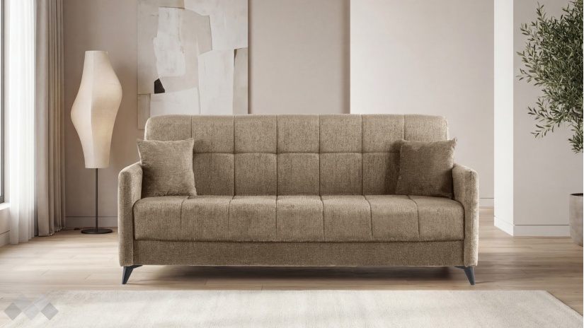 Диван Санти триместни кафяв - изглед 1 - МебелМаг Диван Санти триместни кафяв - изглед 1