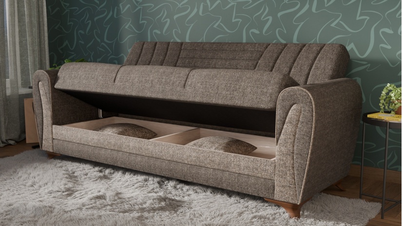 Диван Серен триместни кафяв - изглед 3