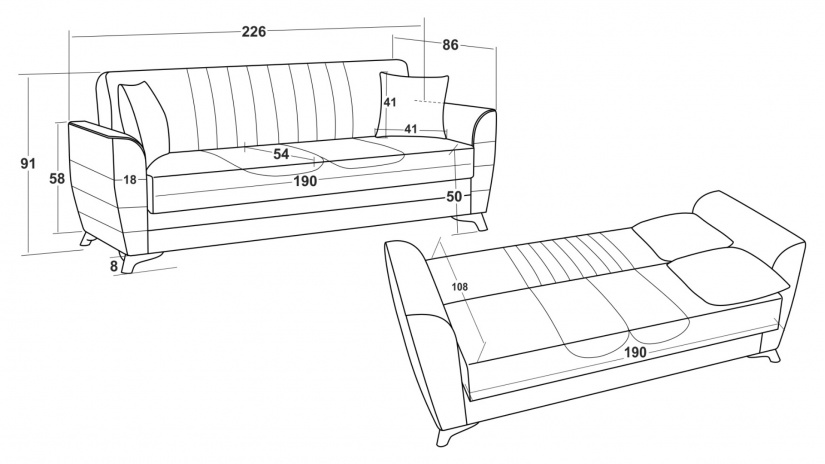 Диван Ялта триместни кафяв с бежово - изглед 5