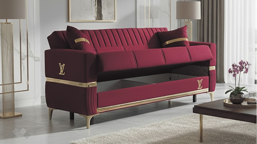 Диван Верино триместни червен - изглед 3 - МебелМаг Диван Верино триместни червен - изглед 3