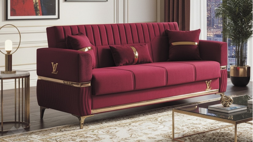 Диван Верино триместни червен - изглед 1 - МебелМаг Диван Верино триместни червен - изглед 1