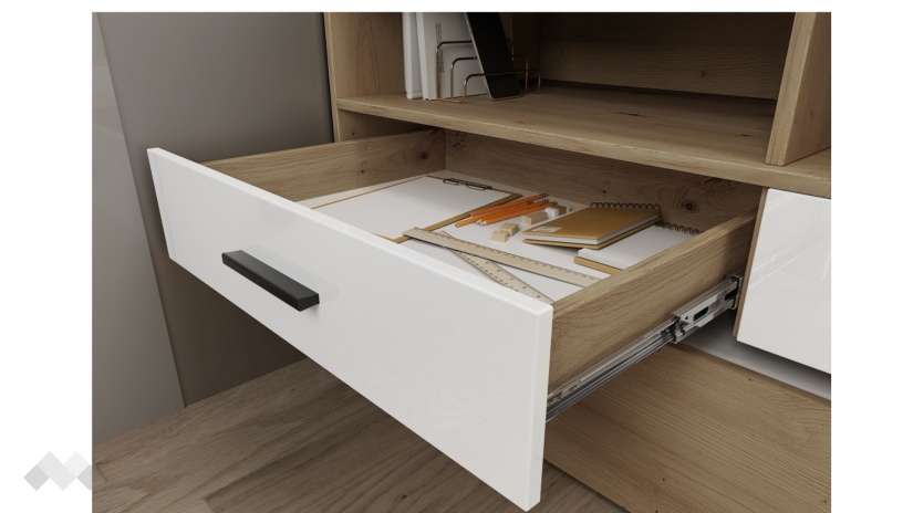 Двуетажно легло Франк с включени матраци Бонел 90/200 дъб артисан с бял гланц - изглед 5