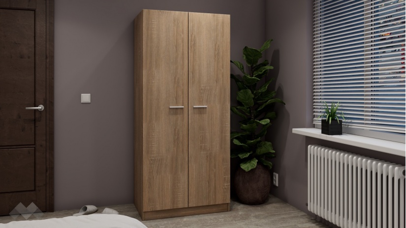 Гардероб Арго двукрилни дъб сонома - изглед 1 - МебелМаг Гардероб Арго двукрилни дъб сонома - изглед 1