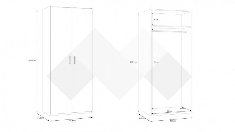 Гардероб Беатрис двукрилни бял - изглед 7