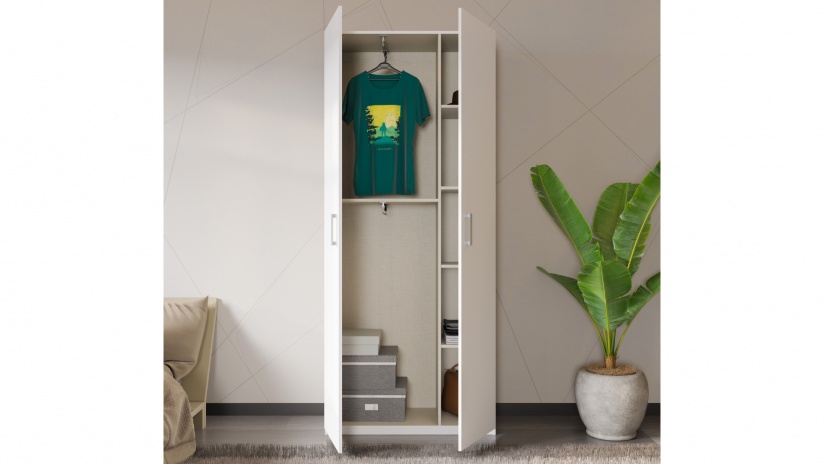 Гардероб Хомано двукрилни бял - изглед 3 - МебелМаг Гардероб Хомано двукрилни бял - изглед 3