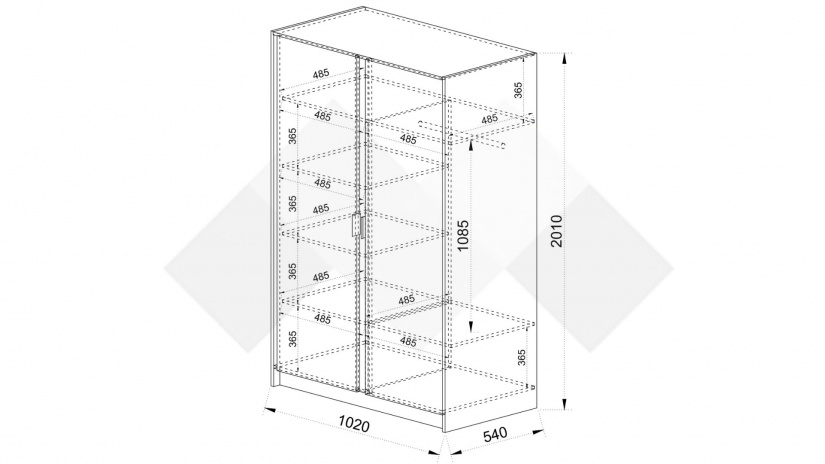 Гардероб Кашмир двукрилни кашмир - изглед 3 - МебелМаг Гардероб Кашмир двукрилни кашмир - изглед 3