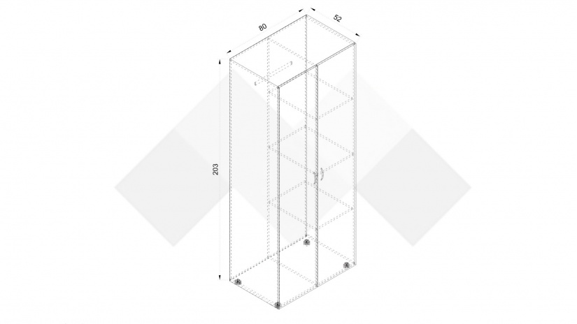 Гардероб Оптима двукрилни дъб вотан с черно - изглед 3