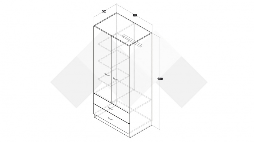 Гардероб Арго двукрилни дъб сонома - изглед 3