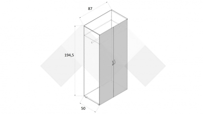 Гардероб Селтик двукрилни келтски дъб със светло сиво - изглед 3