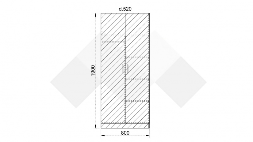 Гардероб Шайн двукрилни бял гланц - изглед 3