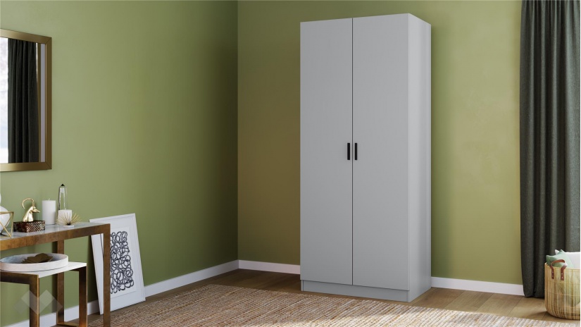 Гардероб Скай двукрилни нардо сив - изглед 1 - МебелМаг Гардероб Скай двукрилни нардо сив - изглед 1
