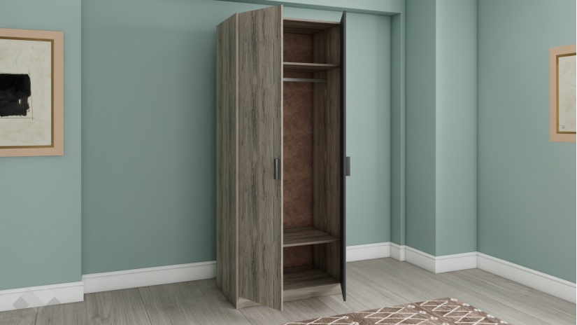 Гардероб Спирит двукрилни малта с антрацит - изглед 2