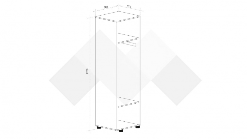 Гардероб Еко еднокрилни златен дъб с бял гланц - изглед 2 - МебелМаг Гардероб Еко еднокрилни златен дъб с бял гланц - изглед 2