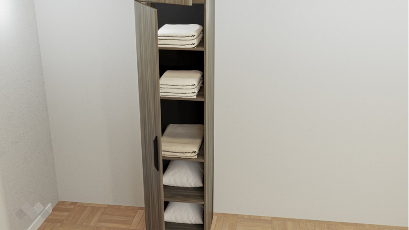 Гардероб Наоми еднокрилни дъб дилън тъмен - изглед 3 - МебелМаг Гардероб Наоми еднокрилни дъб дилън тъмен - изглед 3