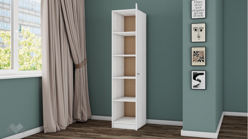 Гардероб Арго еднокрилни бял фладер - изглед 2 - МебелМаг Гардероб Арго еднокрилни бял фладер - изглед 2