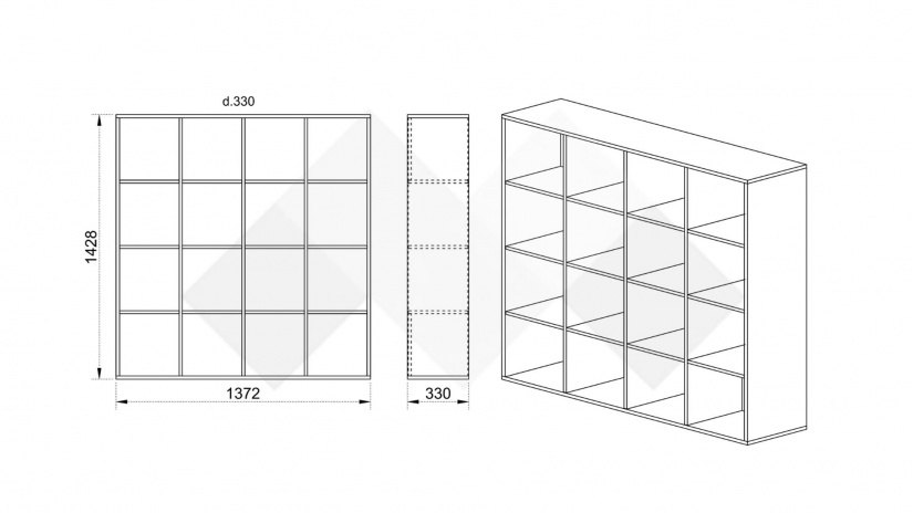 Етажерка Фрея тъмна сонома с бяло гладко - изглед 2 - МебелМаг Етажерка Фрея тъмна сонома с бяло гладко - изглед 2