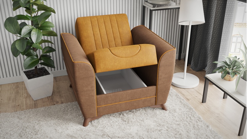 Разтегателен фотьойл Ялта горчица - изглед 3 - МебелМаг Разтегателен фотьойл Ялта горчица - изглед 3