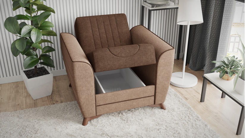 Разтегателен фотьойл Ялта кафяв с бежово - изглед 3 - МебелМаг Разтегателен фотьойл Ялта кафяв с бежово - изглед 3