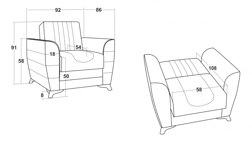 Разтегателен фотьойл Ялта кафяв с бежово - изглед 5 - МебелМаг Разтегателен фотьойл Ялта кафяв с бежово - изглед 5