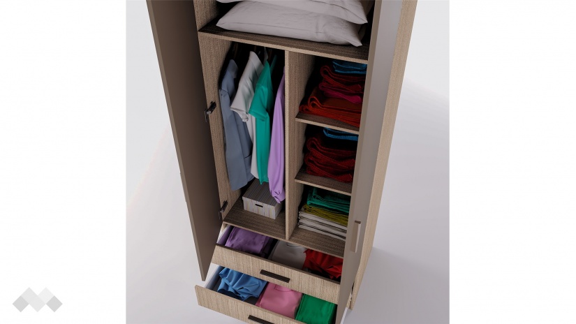 Гардероб Джеймс двукрилни мока с лате - изглед 5