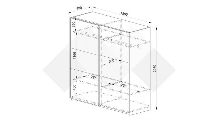 Гардероб Хартфорт с плъзгащи врати мока с лате - изглед 7