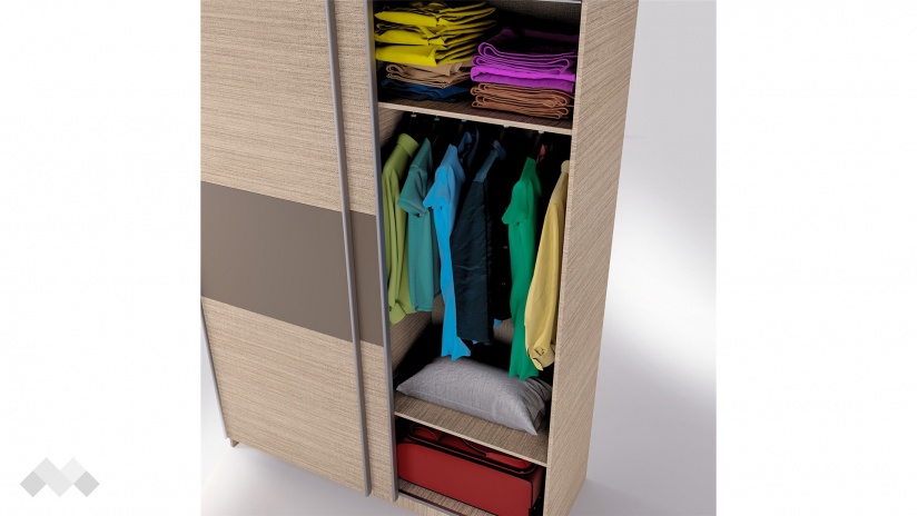 Гардероб Хартфорт с плъзгащи врати мока с лате - изглед 3