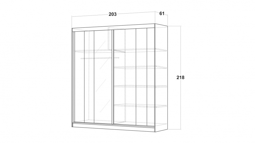 Гардероб Хелиос с плъзгащи врати дъб стокхолм с бяло гладко - изглед 4