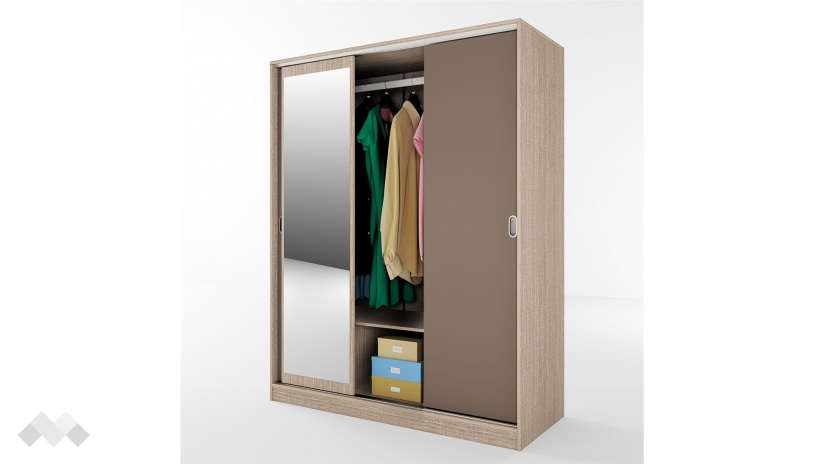 Гардероб Ричмънд с плъзгащи врати мока с лате - изглед 3