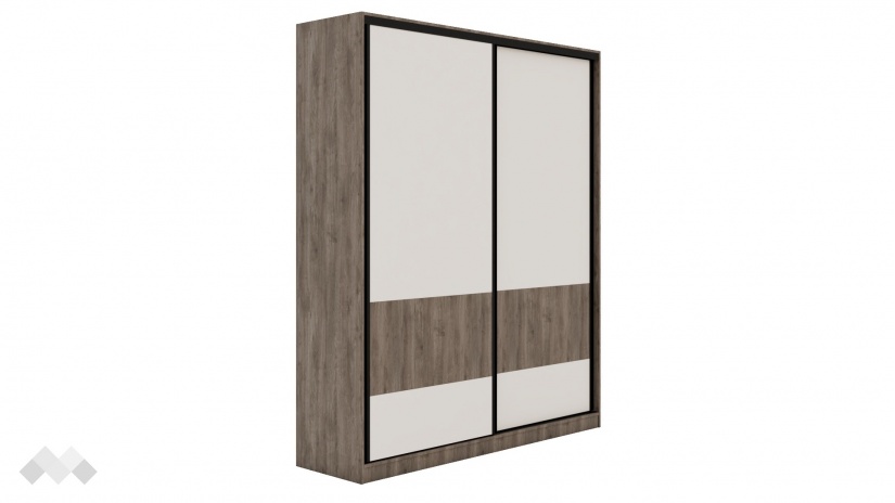 Гардероб Комо с плъзгащи врати орех селект тъмен с кашмир - изглед 1