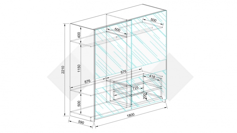 Гардероб Аделаида с плъзгащи врати сонома арвен - изглед 4 - МебелМаг Гардероб Аделаида с плъзгащи врати сонома арвен - изглед 4