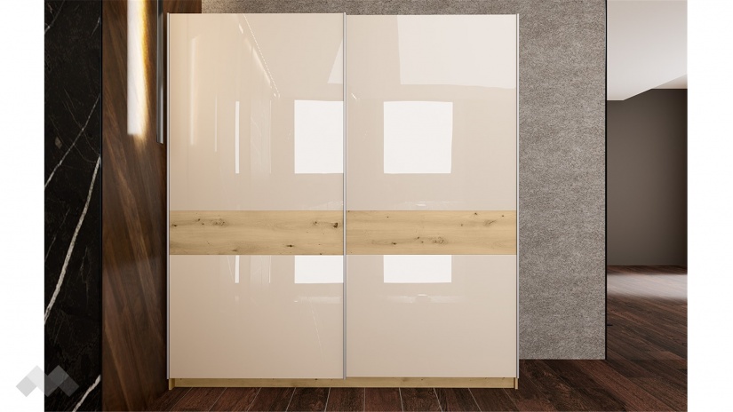 Гардероб Бедфорд с плъзгащи врати артизан с кашмир гланц - изглед 1 - МебелМаг Гардероб Бедфорд с плъзгащи врати артизан с кашмир гланц - изглед 1
