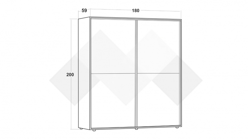 Гардероб Галати с плъзгащи врати дъб вотан светъл с антрацит - изглед 3 - МебелМаг Гардероб Галати с плъзгащи врати дъб вотан светъл с антрацит - изглед 3