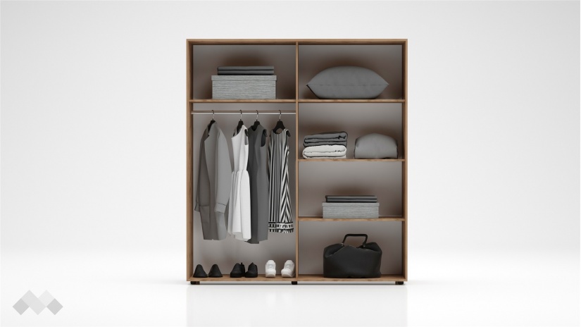 Гардероб Галати с плъзгащи врати дъб вотан светъл с антрацит - изглед 2 - МебелМаг Гардероб Галати с плъзгащи врати дъб вотан светъл с антрацит - изглед 2