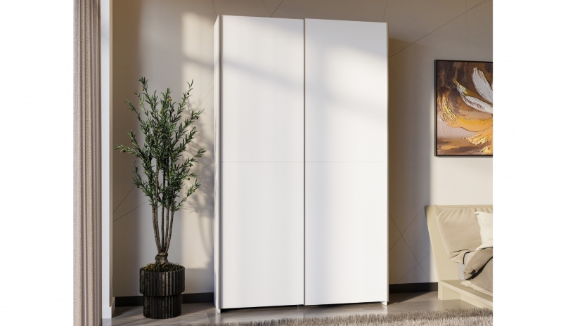 Гардероб Хомано с плъзгащи врати бял - изглед 2