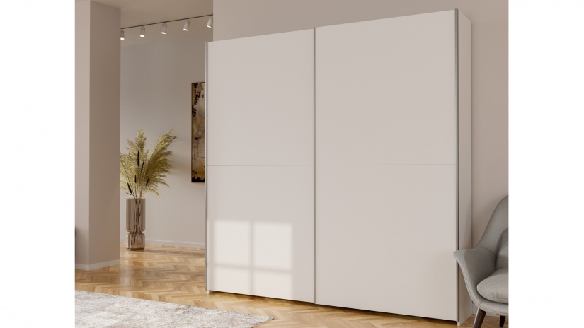 Гардероб Хомано с плъзгащи врати бял - изглед 1 - МебелМаг Гардероб Хомано с плъзгащи врати бял - изглед 1