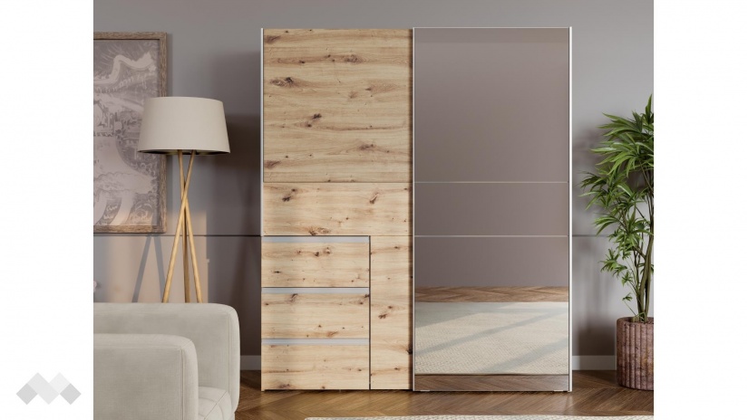 Гардероб Триумф с плъзгащи врати дъб артисан - изглед 3